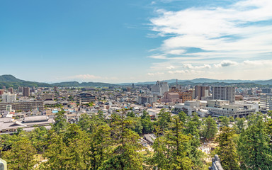 松江城天守からの松江市街地の眺望