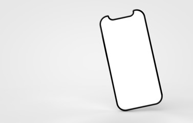 Smartphone blank screen template. Futuristic phone mockup. 3D Rendering