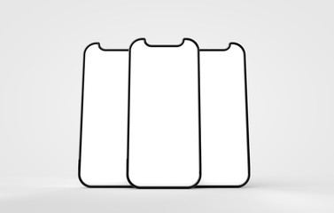 Smartphone blank screen template. Futuristic phone mockup. 3D Rendering