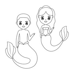cute couple mermaids character