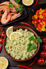 Couscous with vegetables and shrimp
