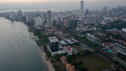Beautiful landscape view of Penang Malaysia. Beautiful building near the beach. 