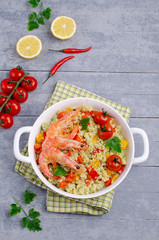 Couscous with vegetables and shrimp