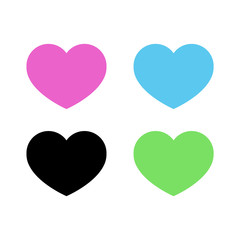 Heart vector icon on a white isolated background. Black, pink, blue, green.Vector illustration. Modern color.