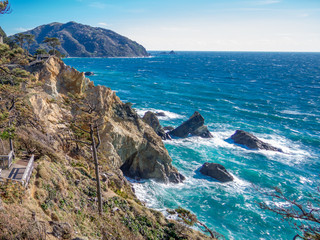 【伊豆半島ジオパーク】西伊豆黄金崎風景の風景【春】