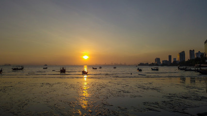 Beautiful sunrise near the beach in Penang Malaysia early in the morning
