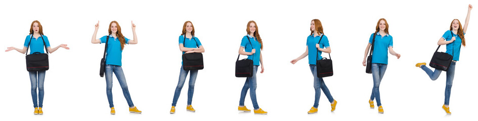 Fototapeta premium Young female student isolated on white