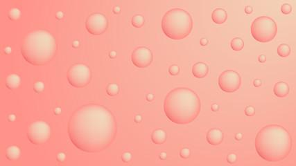 Bubbles coral color on a delicate pink won. Abstract background. Vector illustration