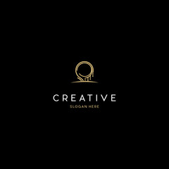 golden tree logo for financial company, Abstract tree with root icon vector logo template, elegant and luxury concept vector illustration