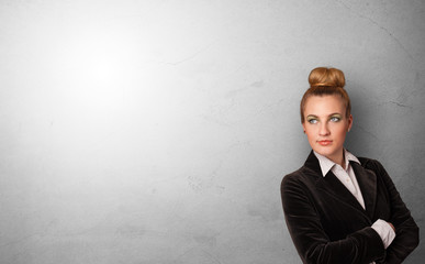 Business person thinking with empty copy space
