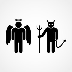 angel and devil symbol. Vector illustration, EPS10.