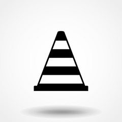 The traffic cone icon. Safety and attention, danger, warning symbol. Flat Vector illustration