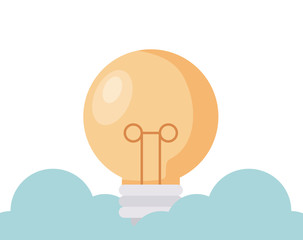 light bulb with clouds isolated icon