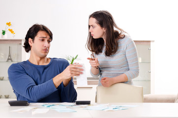 Young couple in budget planning concept 
