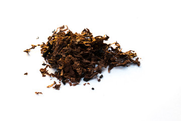dry tobacco on white backgroud