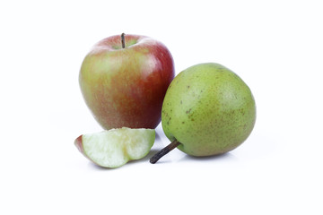 Apple and Pear isolated on white background
