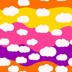 Clouds bright colors seamless pattern vector