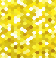 Seamless abstract mosaic background. Hexagons geometric background. Design elements. Vector illustration. Yellow, white colors.