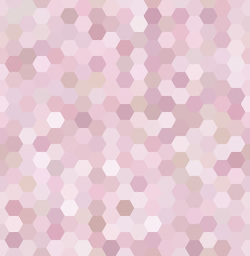 Background made of pastel pink, white hexagons. Seamless background. Square composition with geometric shapes