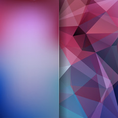 Background of blue, purple geometric shapes. Blur background with glass. Colorful mosaic pattern. Vector EPS 10. Vector illustration