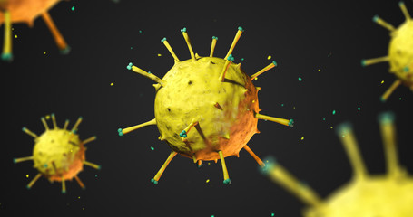 Virus And Bacteria. Viral Epidemic Disease. 3D Illustration Render.