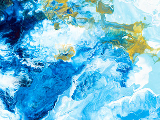 Blue and gold creative abstract hand painted background, wallpaper, texture