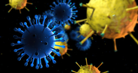 Virus And Bacteria. Viral Epidemic Disease. 3D Illustration Render.