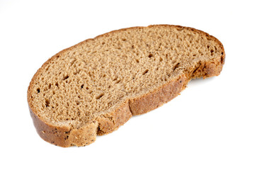 Rye bread slice isolated on white background