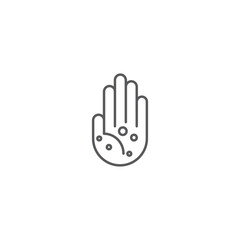 Eczema hand skin line icon. linear style sign for mobile concept and web design. Rash hand, allergic reaction outline vector icon
