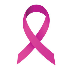 Pink ribbon, breast cancer awareness symbol, isolated. Vector illustration.