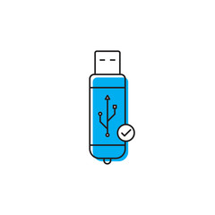 USB flash drive notification vector icon. filled flat sign for mobile concept and web design. USB connection technology simple solid icon. Symbol, logo illustration