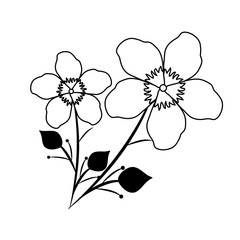 beautiful flowers with branches and leafs