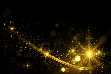 abstract background with golden lights and sparkles