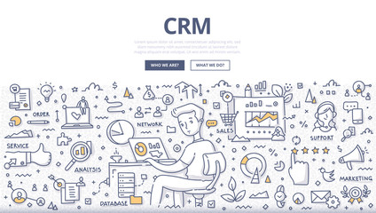 Customer Relationship Management Doodle Concept