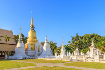 Naklejka premium Pagodas at Wat Suan Dok Temple in Chiang Mai, North of Thailand