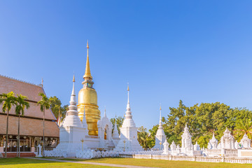Naklejka premium Pagodas at Wat Suan Dok Temple in Chiang Mai, North of Thailand