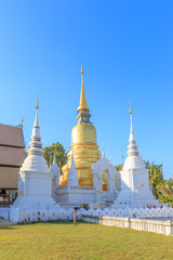 Naklejka premium Pagodas at Wat Suan Dok Temple in Chiang Mai, North of Thailand