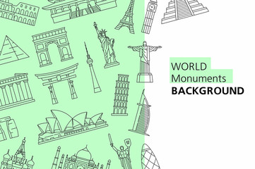 World Monuments background. isolated on white background