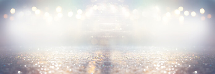 glitter silver and gild lights background. de-focused