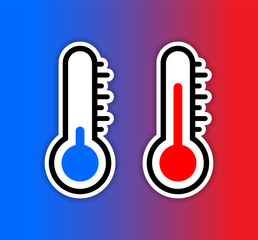 Blue and red thermometer icon
