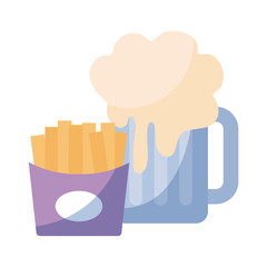 jar beer with french fries isolated icon
