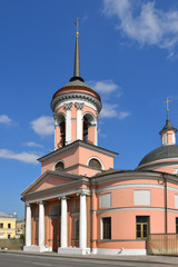 Fototapeta na wymiar Church of Theotokos icon of Iviron at Field (1802) in Zamoskvorechye. Moscow, Russia. Spring