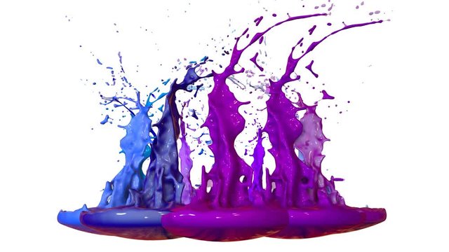 splash of liquid paint on music speaker. 3d animation in 4k. 26