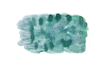 Abstract watercolor spot on white textured paper. Isolated. Hand-drawn background. Aquarelle brush stains on paper. For design, web, card, text, decoration, surfaces. Copy Space.