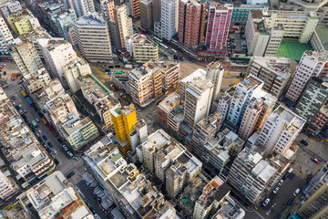 Aerial view of Hong Kong city downtown