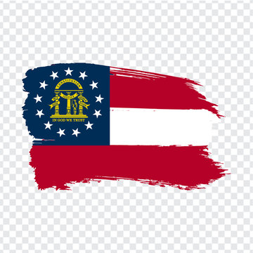Flag of Georgia from brush strokes. United States of America.  Flag Georgia on transparent background for your web site design, logo, app, UI. Stock vector. Vector illustration EPS10.
