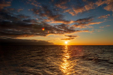 Colorful sunrise on Lake Michigan in Milwaukee, Wisconsin