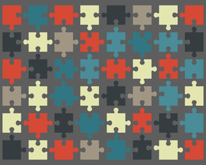 Colorful shiny   puzzle on a gray background, separate pieces