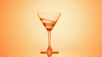 Martini glass on color background