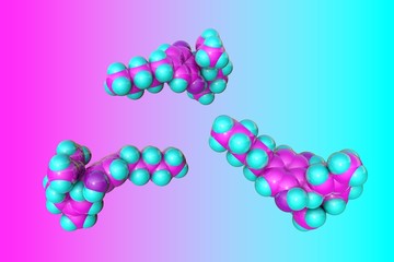 Molecular structure of cannabidiol (CBD), an active ingredient in cannabis derived from the hemp plant. Scientific background. 3d illustration